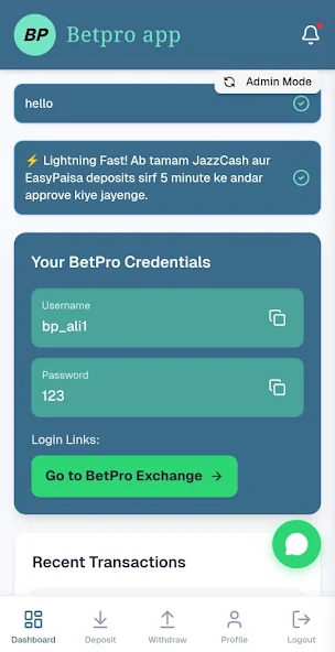 BetPro dashboard